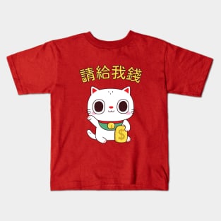 Funny Please Give Me Money Fortune Cat Kids T-Shirt